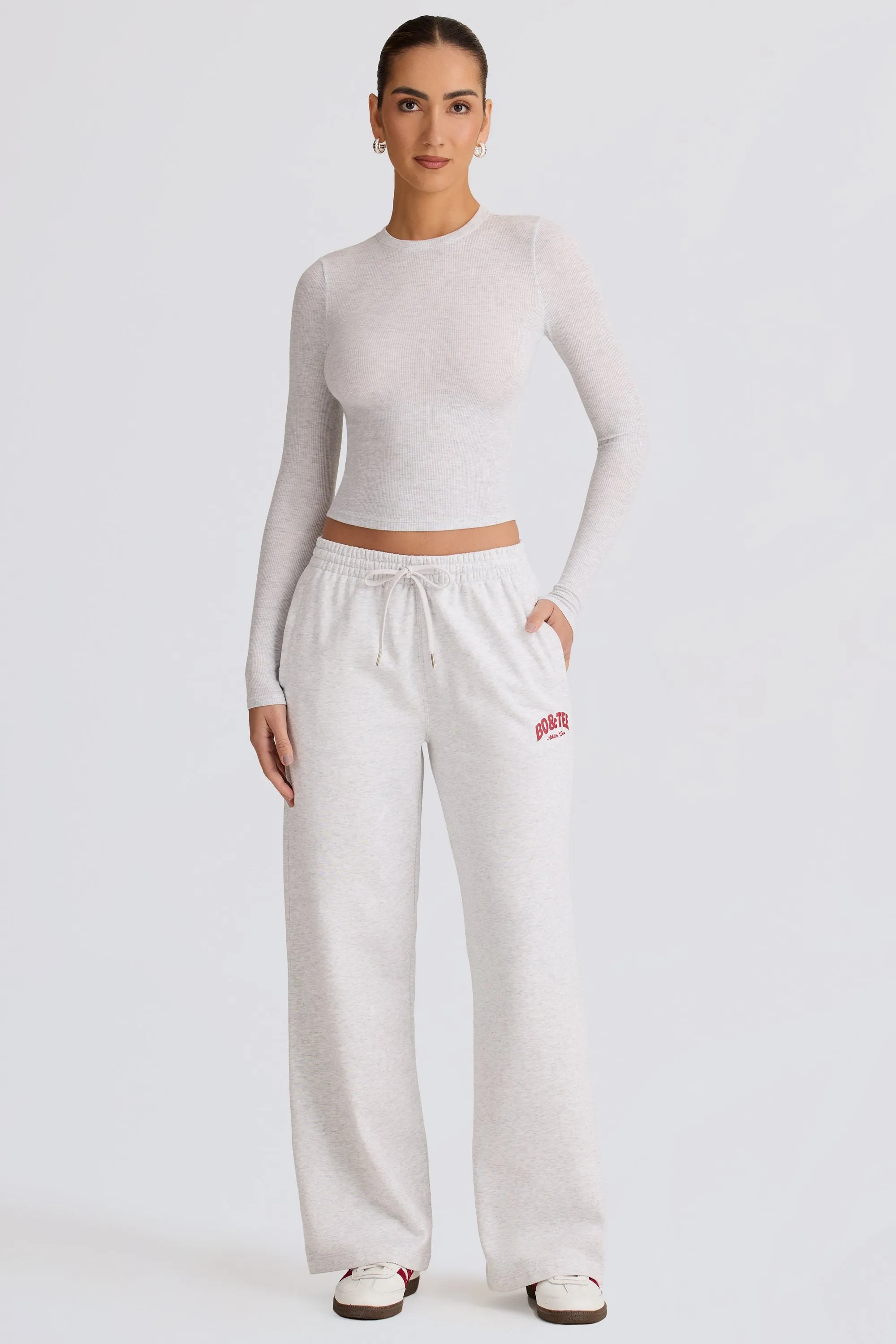 Mid-Rise Wide-Leg Joggers in Grey Marl sold by Oh Polly product image thumbnail 5