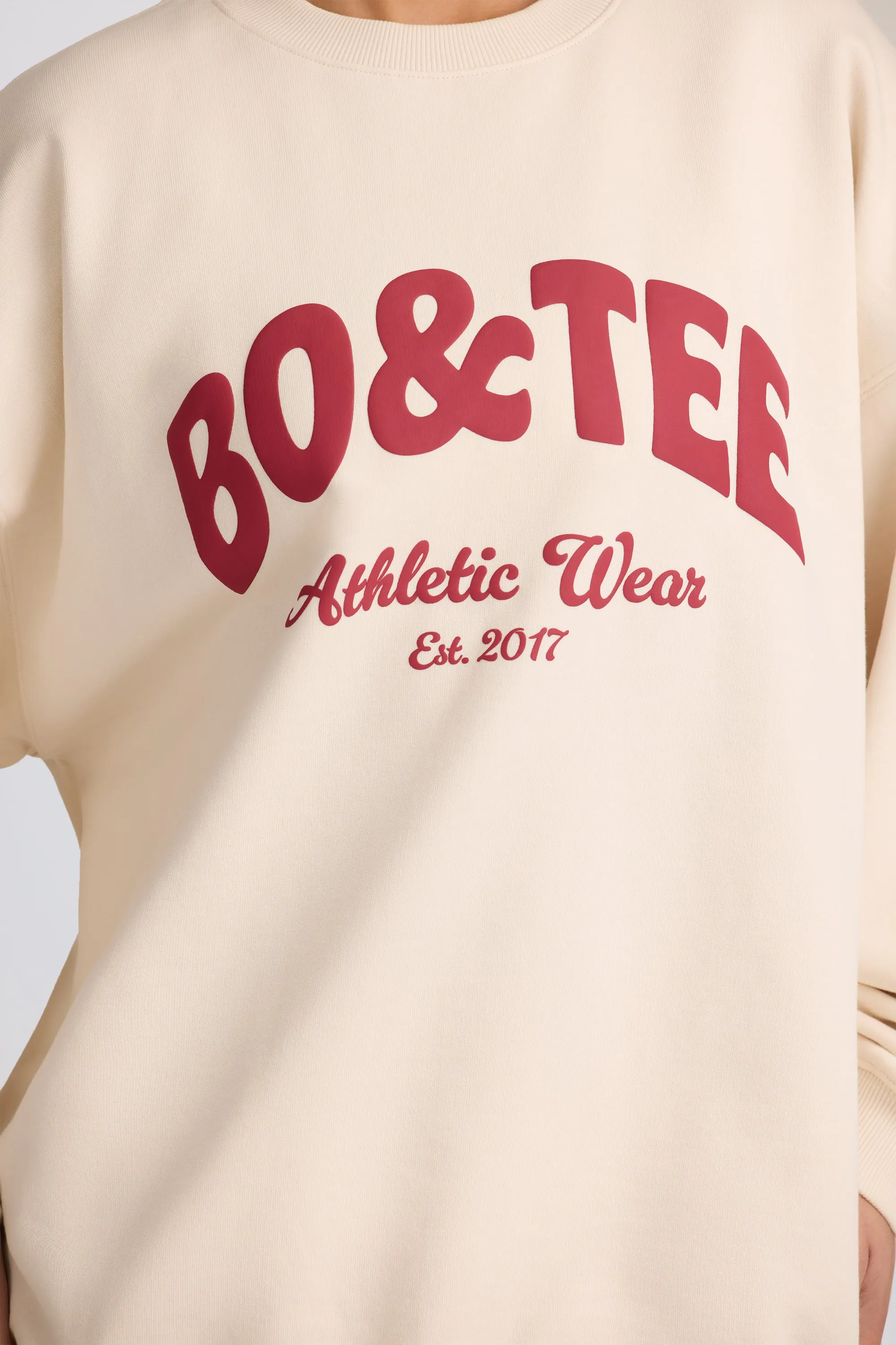 Oversized Crew-Neck Sweatshirt in Ecru sold by Oh Polly product image thumbnail 4