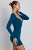Modal Ruched Long-Sleeve Mini Dress in Deep Teal sold by Oh Polly