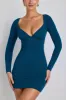Modal Ruched Long-Sleeve Mini Dress in Deep Teal sold by Oh Polly