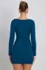 Modal Ruched Long-Sleeve Mini Dress in Deep Teal sold by Oh Polly