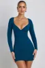 Modal Ruched Long-Sleeve Mini Dress in Deep Teal sold by Oh Polly