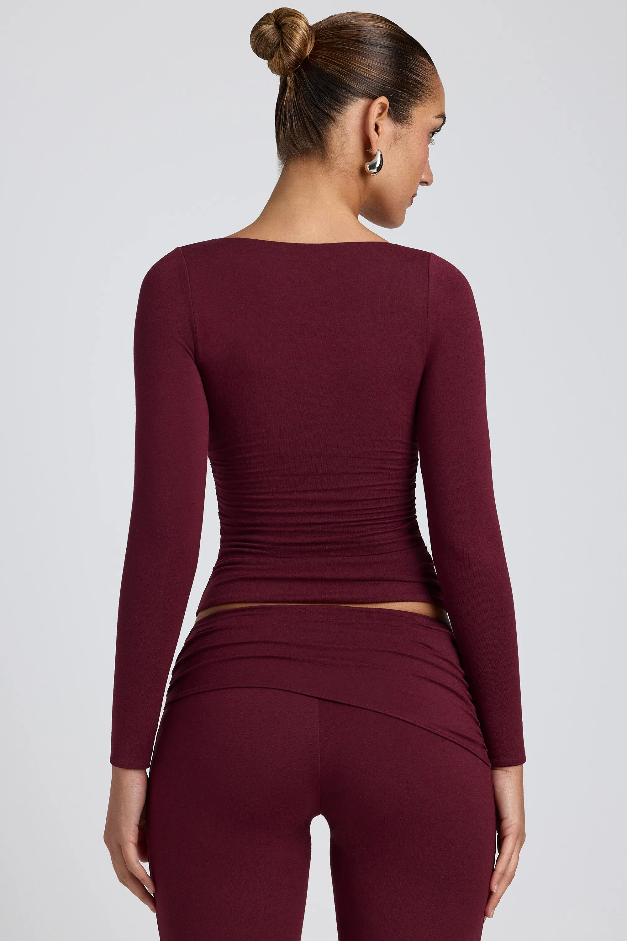 Tencel™ Modal Ruched Long-Sleeve Top in Plum sold by Oh Polly product image thumbnail 2