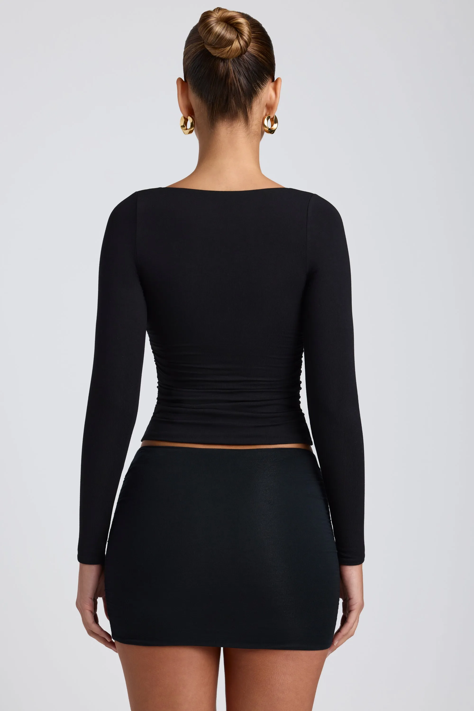 Tencel™ Modal Ruched Long-Sleeve Top in Black sold by Oh Polly product image thumbnail 2