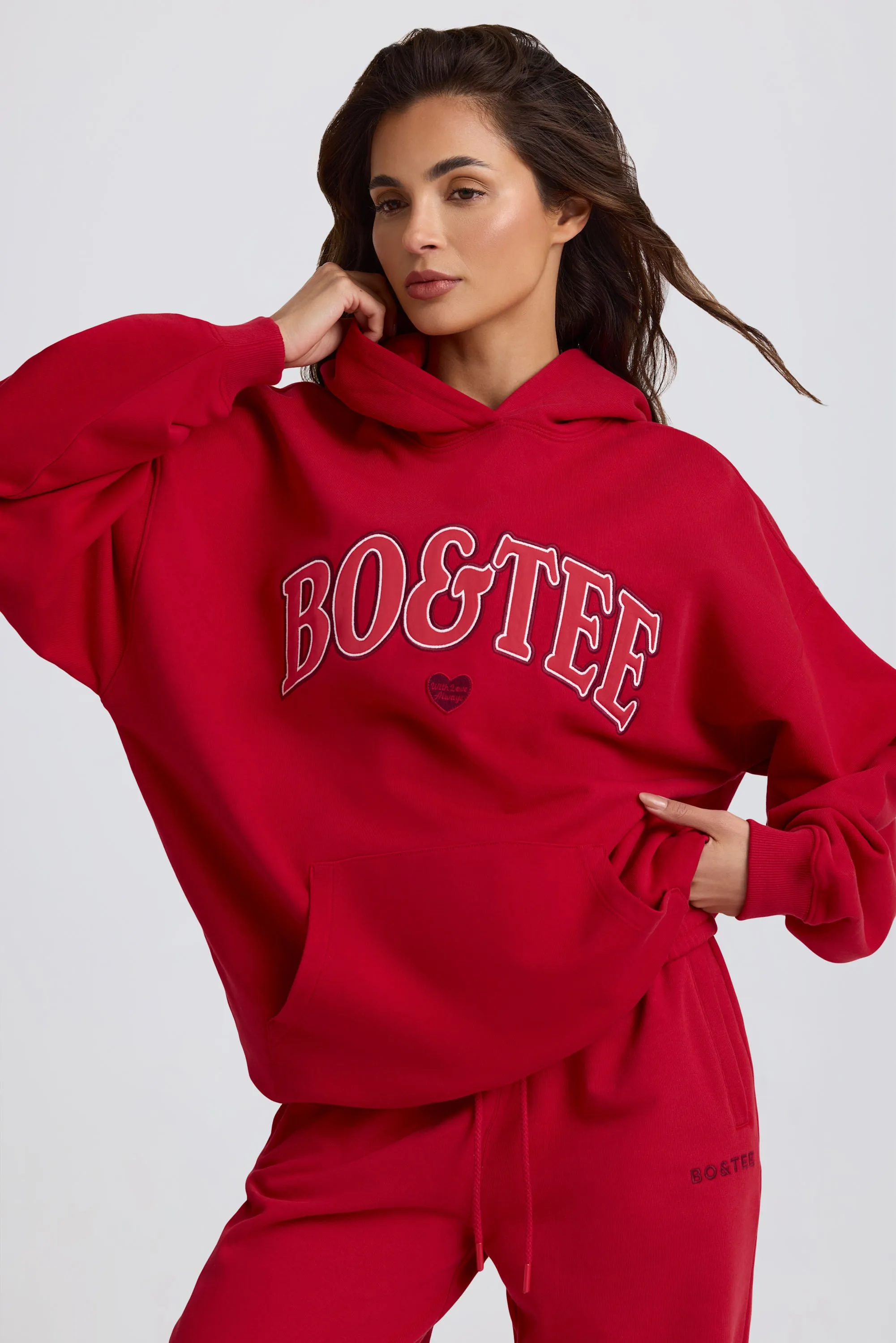 Oversized Hoodie in Hot Red sold by Oh Polly