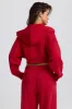Cropped Zip-Up Hoodie in Hot Red sold by Oh Polly
