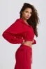 Cropped Zip-Up Hoodie in Hot Red sold by Oh Polly