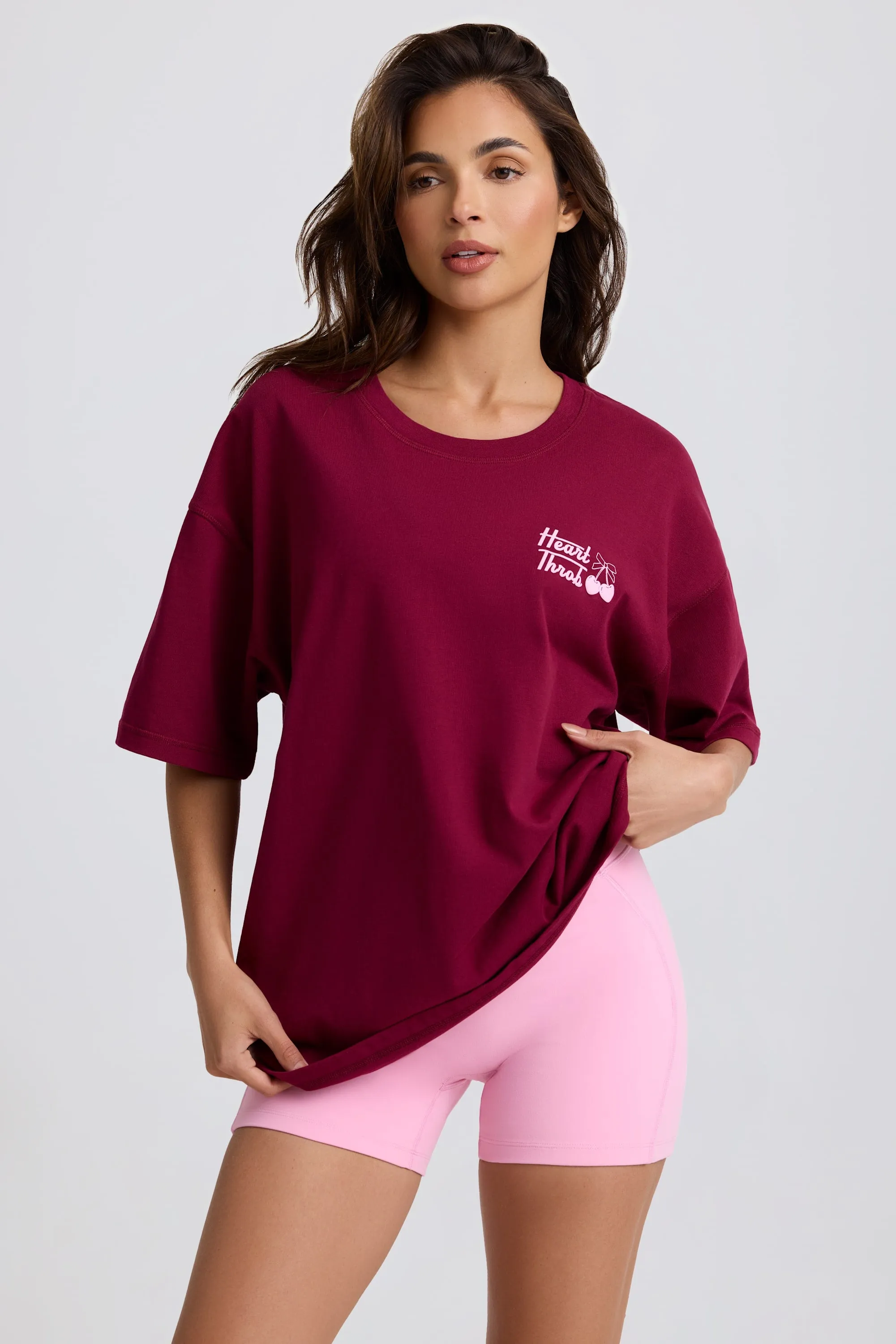 Oversized T-Shirt in Burgundy sold by Oh Polly