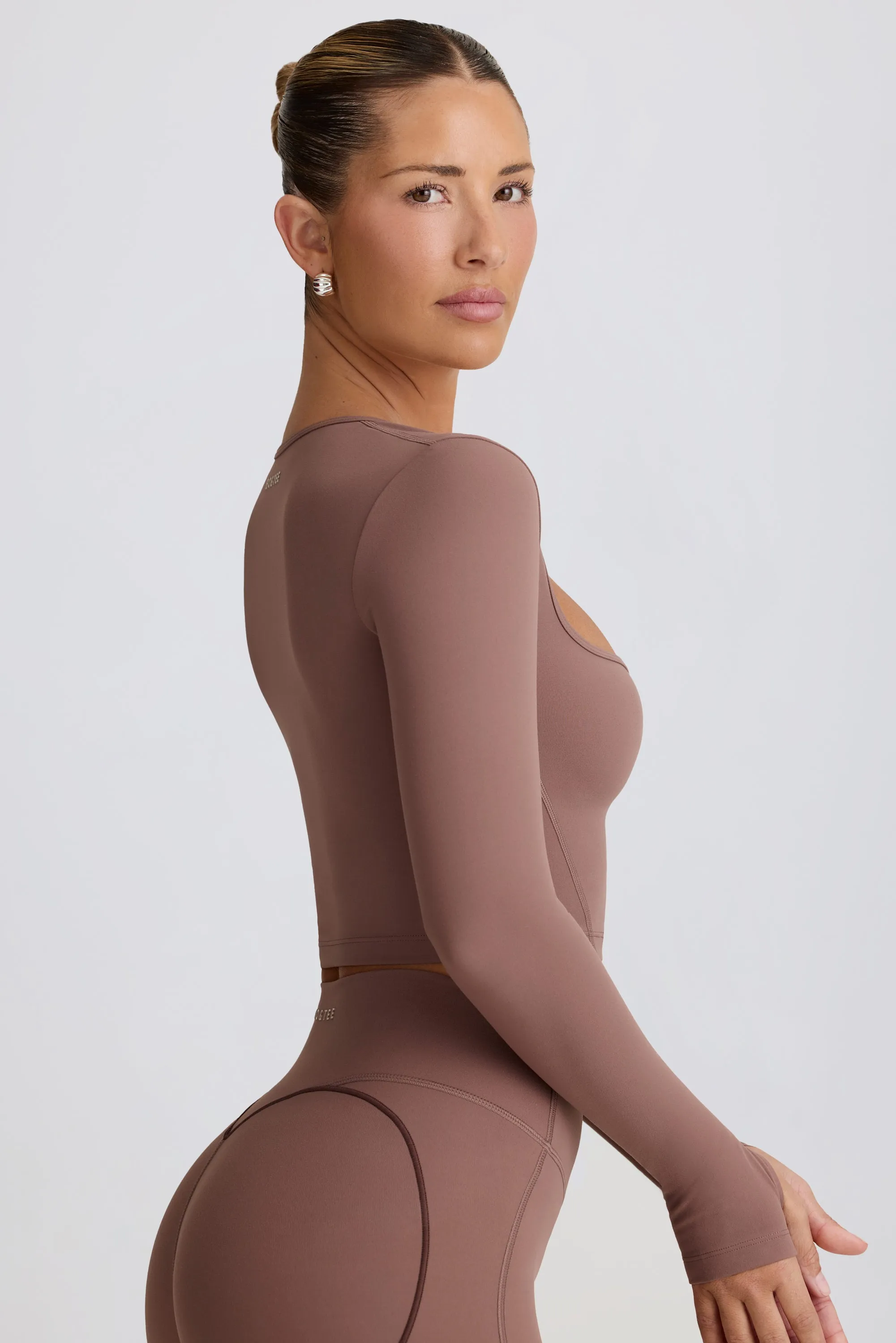 Soft Active Sweetheart-Neck Crop Top in Mocha sold by Oh Polly product image thumbnail 4