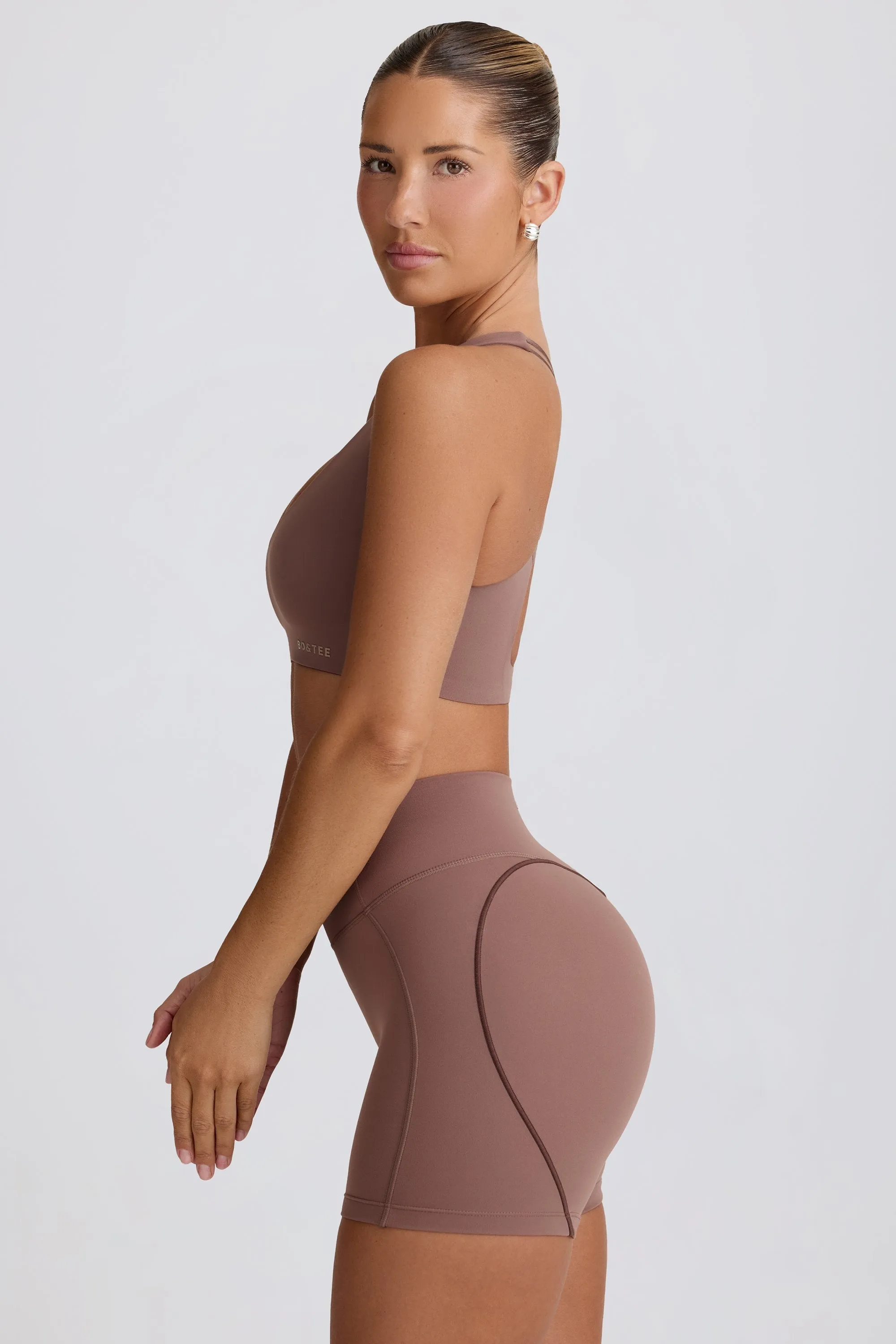 Soft Active V-Neck Sports Bra in Mocha sold by Oh Polly product image thumbnail 3