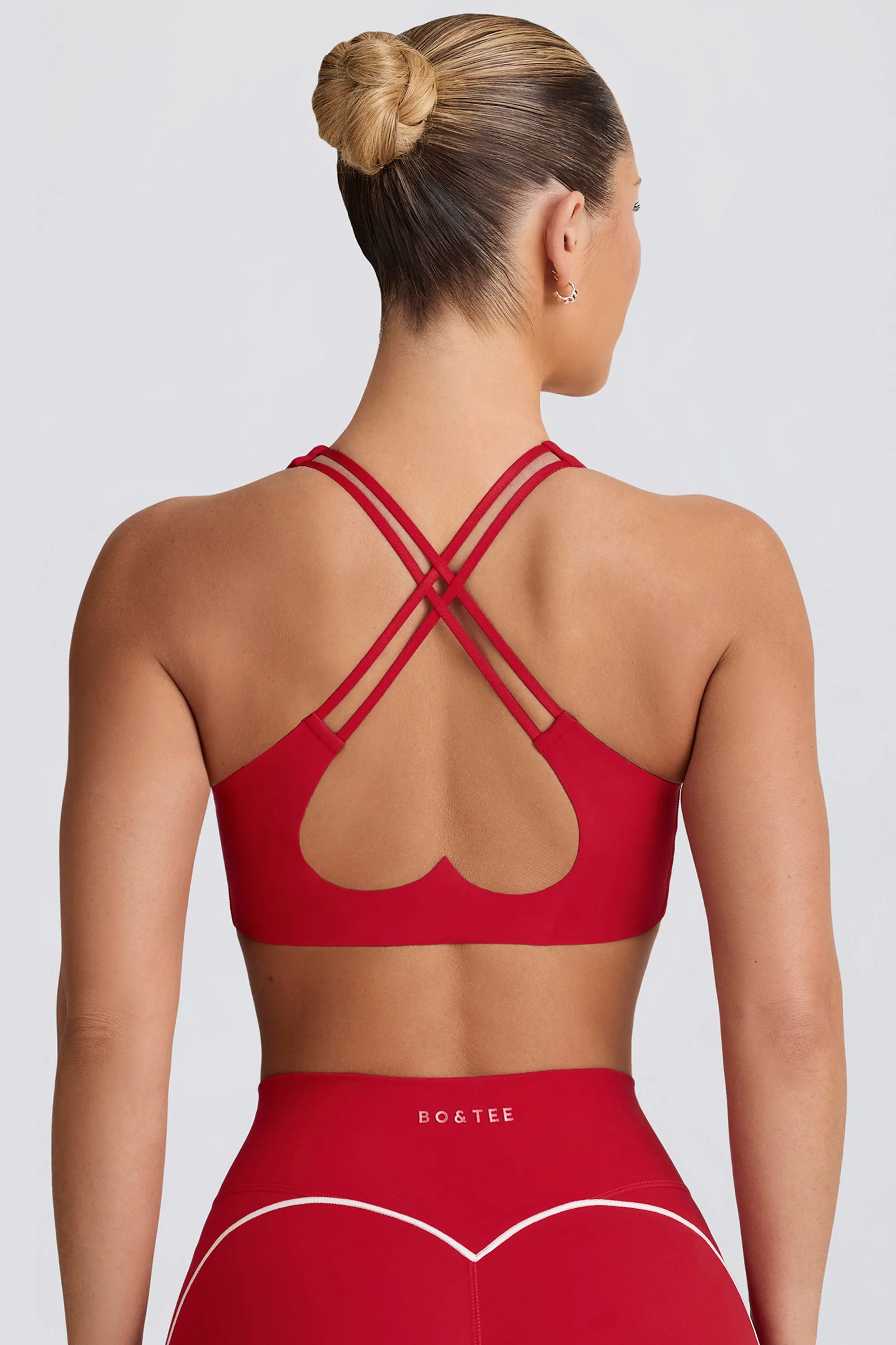 Soft Active V-Neck Sports Bra in Hot Red sold by Oh Polly
