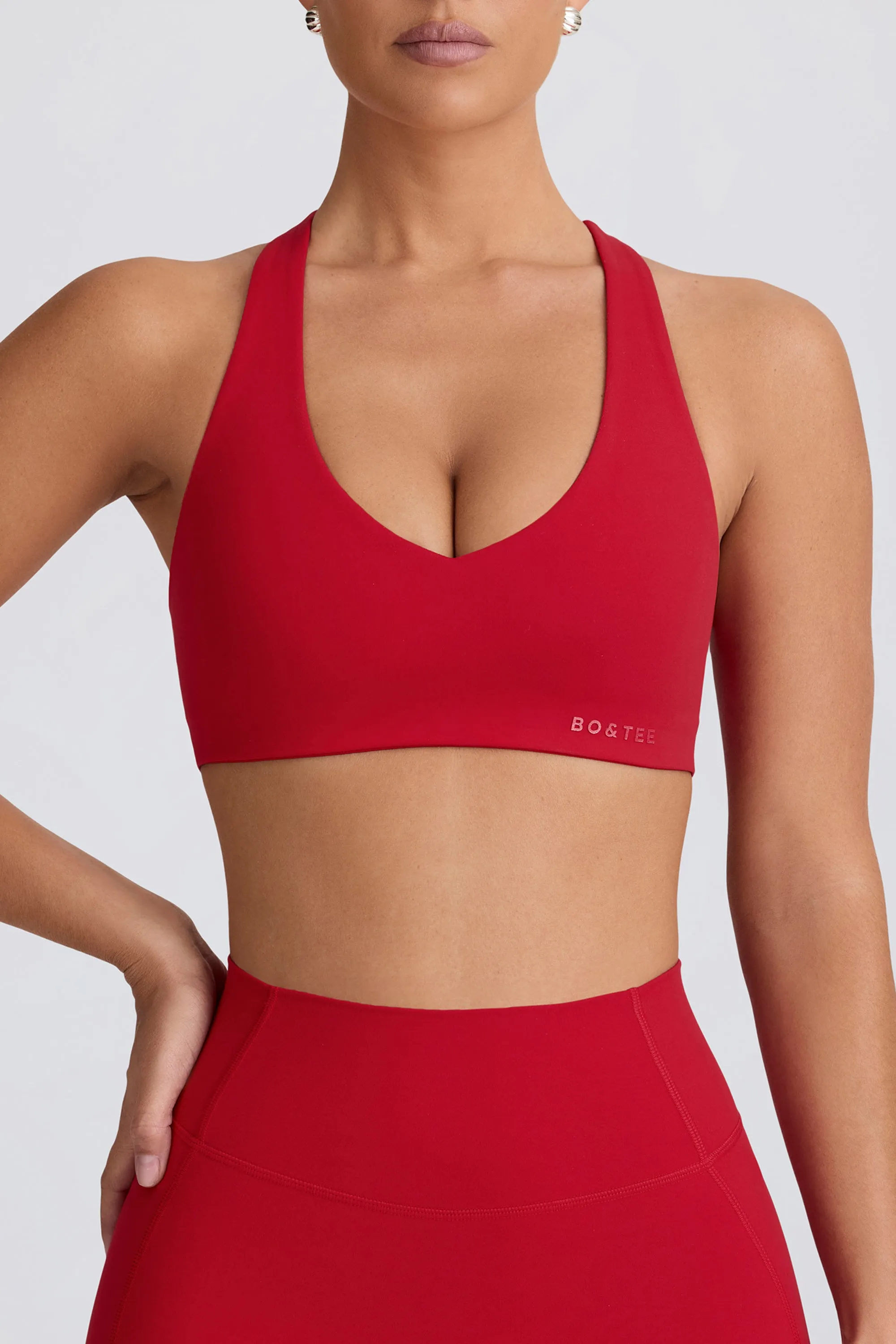 Soft Active V-Neck Sports Bra in Hot Red sold by Oh Polly product image thumbnail 5