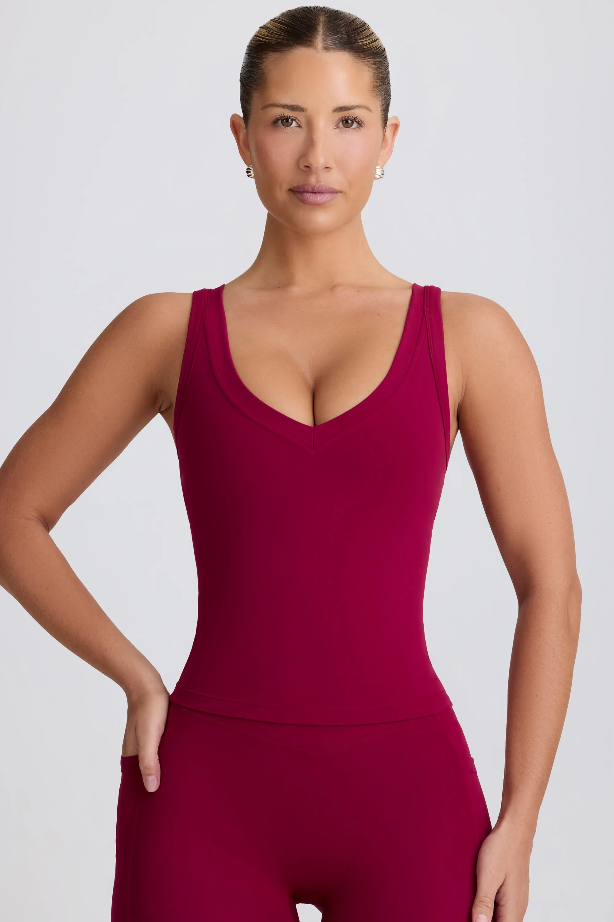 Soft Active V-Neck Tank Top in Burgundy sold by Oh Polly product image thumbnail 5