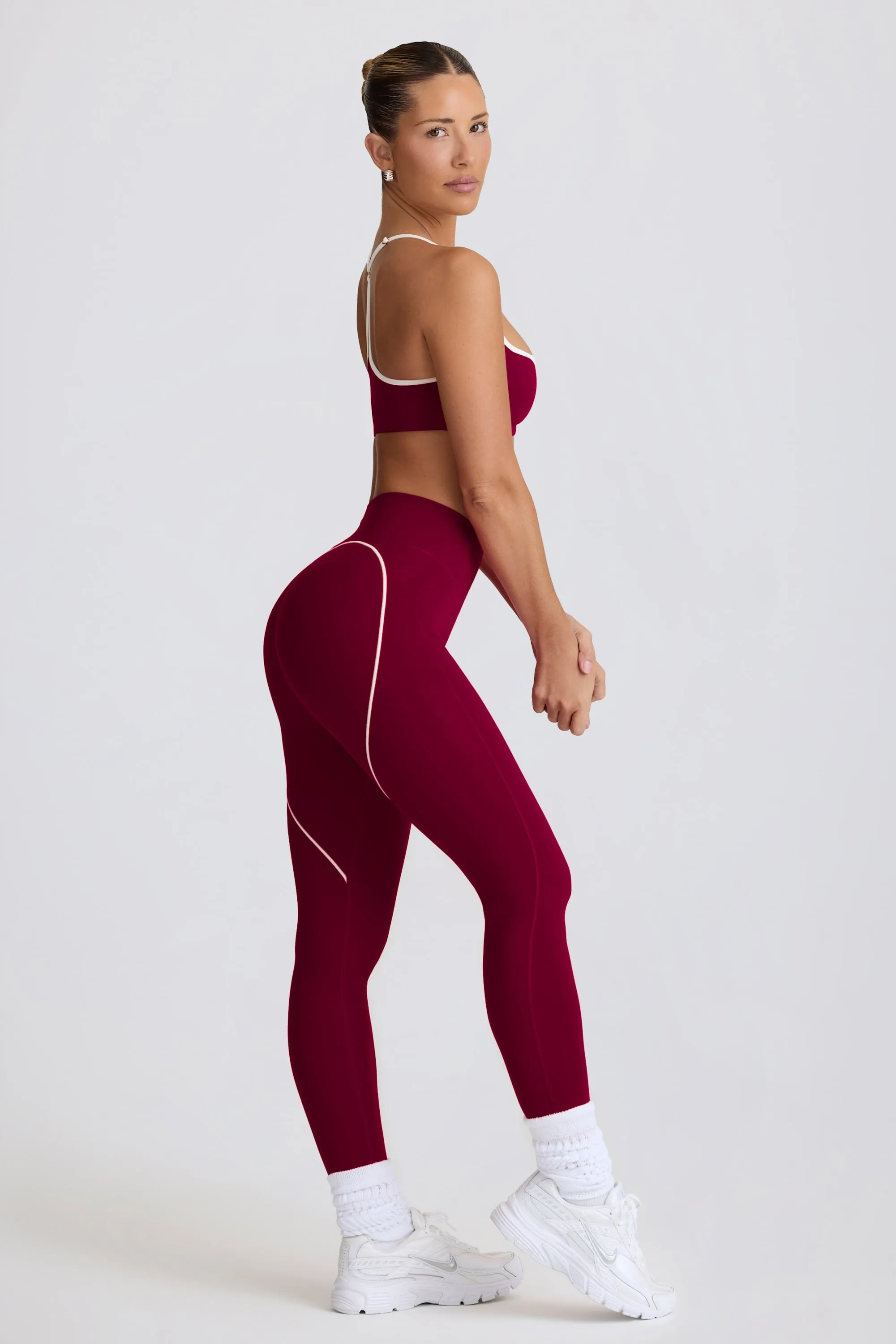Soft Active Mid-Rise Leggings in Burgundy sold by Oh Polly product image thumbnail 3
