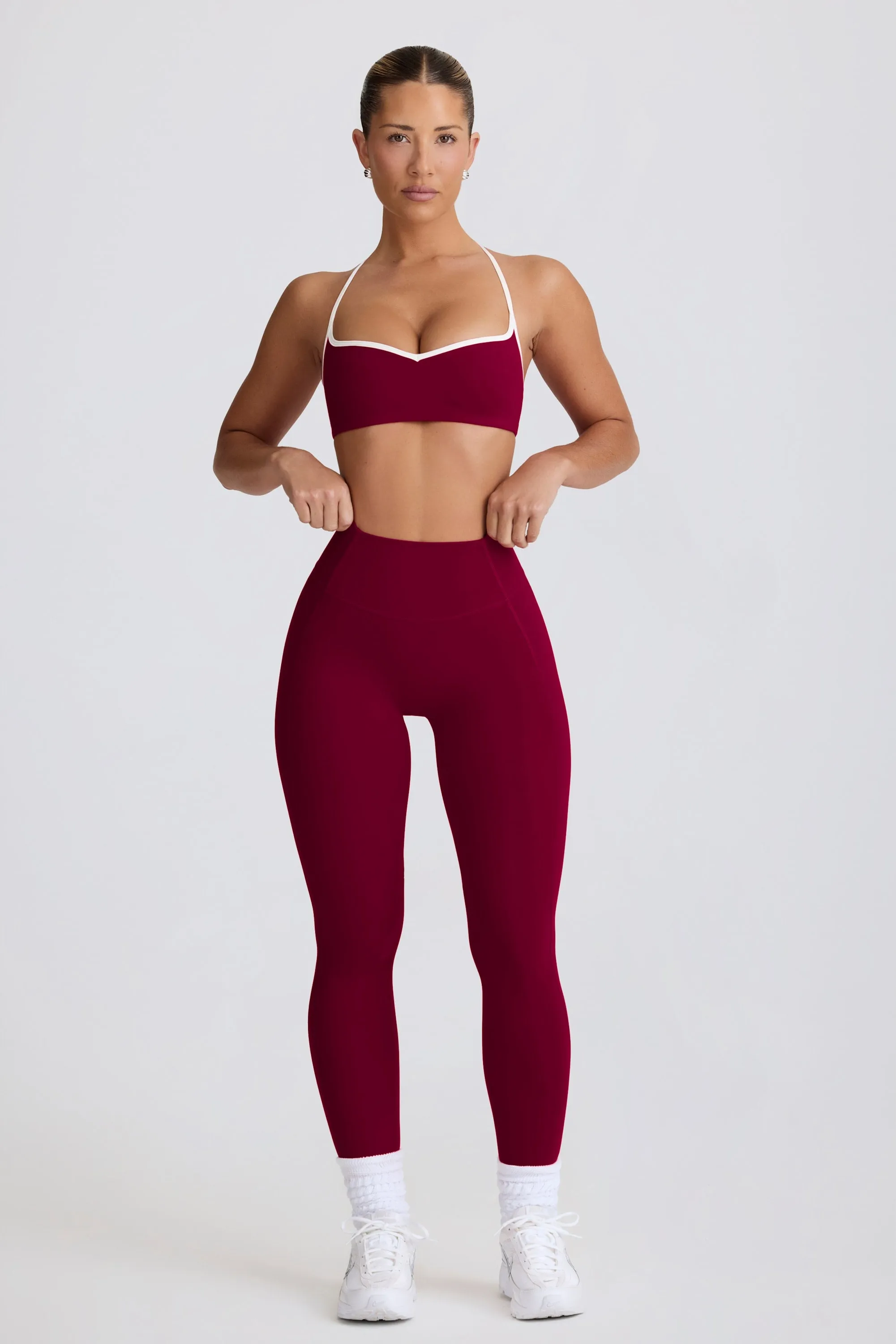 Soft Active Mid-Rise Leggings in Burgundy sold by Oh Polly product image thumbnail 5