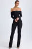 Tall Modal Off-Shoulder Ruched Jumpsuit in Black sold by Oh Polly