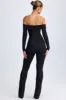 Tall Modal Off-Shoulder Ruched Jumpsuit in Black sold by Oh Polly