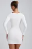 Modal Ruched Long-Sleeve Mini Dress in White sold by Oh Polly