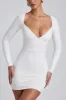 Modal Ruched Long-Sleeve Mini Dress in White sold by Oh Polly
