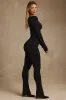 Modal Ruched Long-Sleeve Jumpsuit in Black sold by Oh Polly