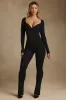 Modal Ruched Long-Sleeve Jumpsuit in Black sold by Oh Polly