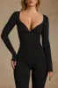 Modal Ruched Long-Sleeve Jumpsuit in Black sold by Oh Polly