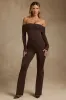 Modal Off-Shoulder Jumpsuit in Chocolate Brown sold by Oh Polly