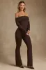 Modal Off-Shoulder Jumpsuit in Chocolate Brown sold by Oh Polly