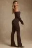 Modal Off-Shoulder Jumpsuit in Chocolate Brown sold by Oh Polly