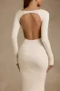 Modal Ruched Backless Maxi Dress in Ivory sold by Oh Polly