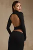 Modal Ruched Backless Turtleneck Top in Black sold by Oh Polly