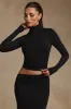 Modal Ruched Backless Turtleneck Top in Black sold by Oh Polly