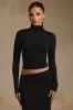 Modal Ruched Backless Turtleneck Top in Black sold by Oh Polly