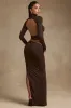 Modal Ruched Backless Turtleneck Top in Chocolate Brown sold by Oh Polly