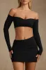 Modal Contrast-Trim Crop Top in Black sold by Oh Polly