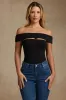Modal Cut-Out Off-Shoulder Bodysuit in Black sold by Oh Polly