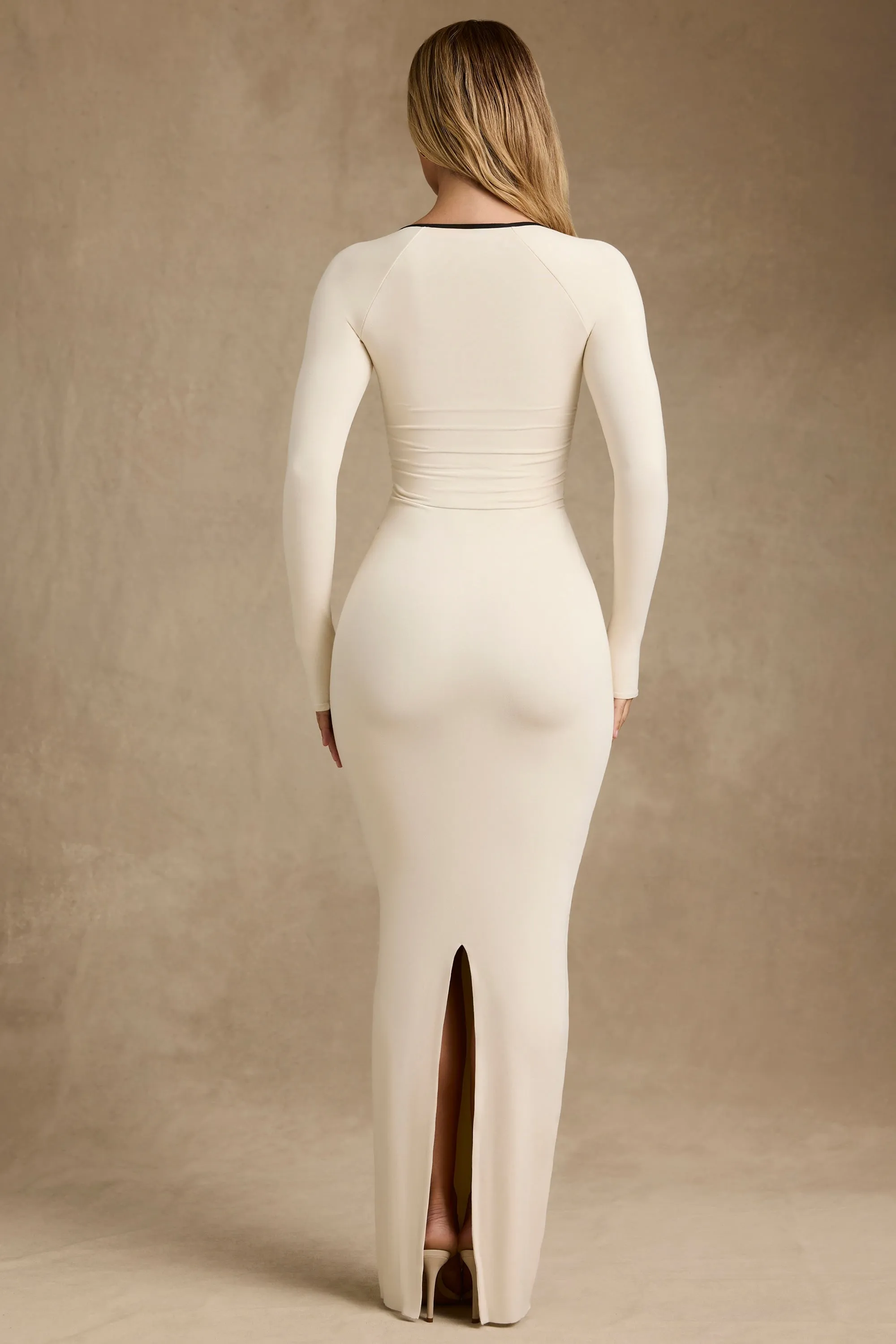 Modal Contrast-Trim Maxi Dress in Ivory sold by Oh Polly product image thumbnail 3
