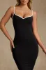 Modal Contrast-Trim Backless Midaxi Dress in Black sold by Oh Polly