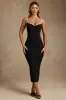 Modal Contrast-Trim Backless Midaxi Dress in Black sold by Oh Polly