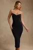 Modal Contrast-Trim Backless Midaxi Dress in Black sold by Oh Polly