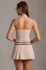 Belted Low-Rise Pleated Mini Skirt in Mushroom sold by Oh Polly