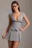 Pinstripe Pleated Waistcoat Mini Dress in Grey sold by Oh Polly
