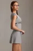 Pinstripe Pleated Waistcoat Mini Dress in Grey sold by Oh Polly