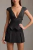 Pinstripe Pleated Waistcoat Mini Dress in Black sold by Oh Polly