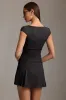 Pinstripe Pleated Waistcoat Mini Dress in Black sold by Oh Polly