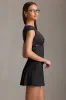 Pinstripe Pleated Waistcoat Mini Dress in Black sold by Oh Polly