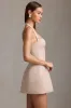 Pinstripe Halterneck Structured A-Line Mini Dress in Mushroom sold by Oh Polly