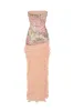 Embellished Ruffle-Trim Strapless Gown in Rose Hotfix sold by Oh Polly