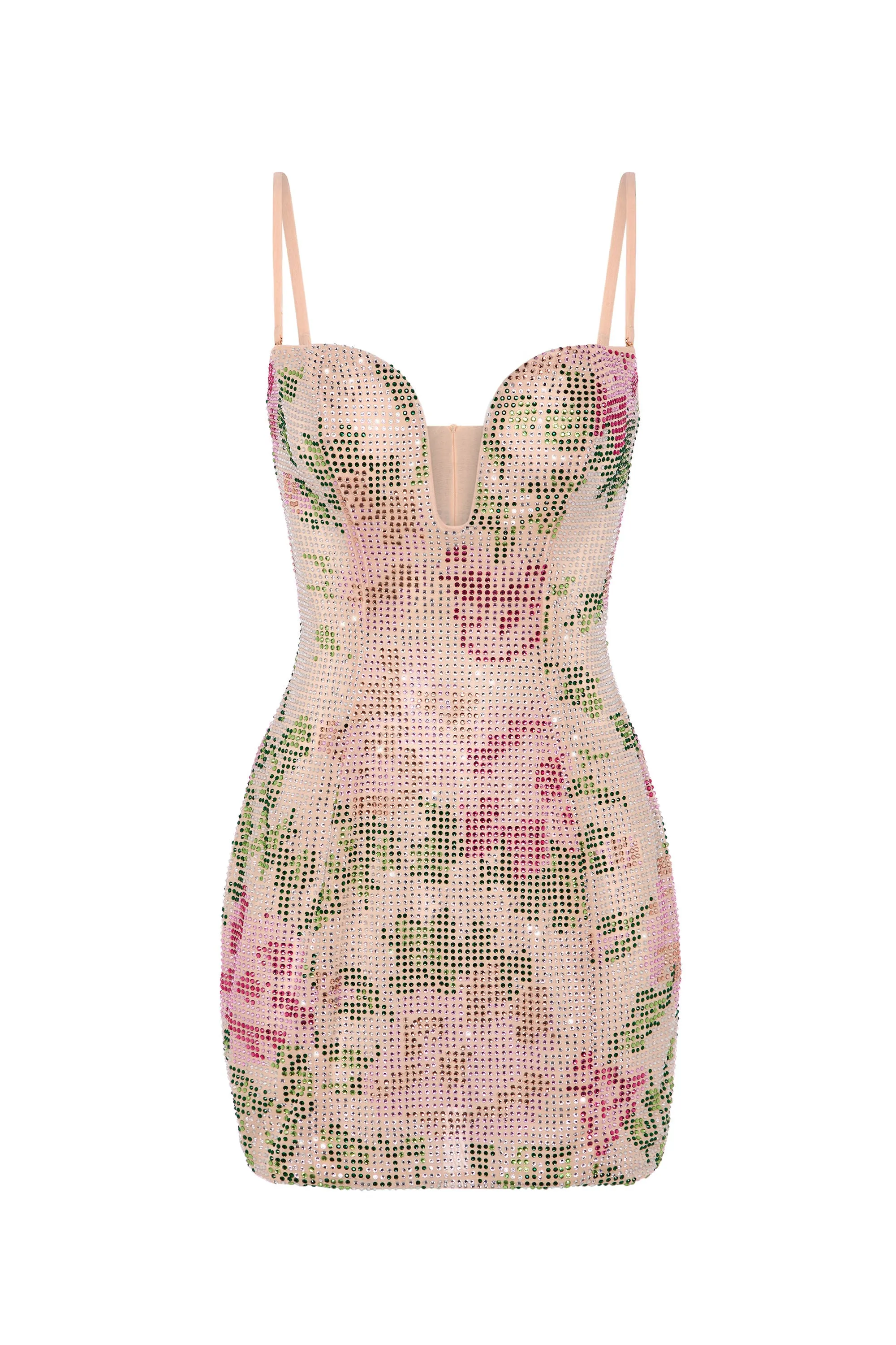 Embellished Sweetheart-Neck A-Line Mini Dress in Rose Hotfix sold by Oh Polly product image thumbnail 3