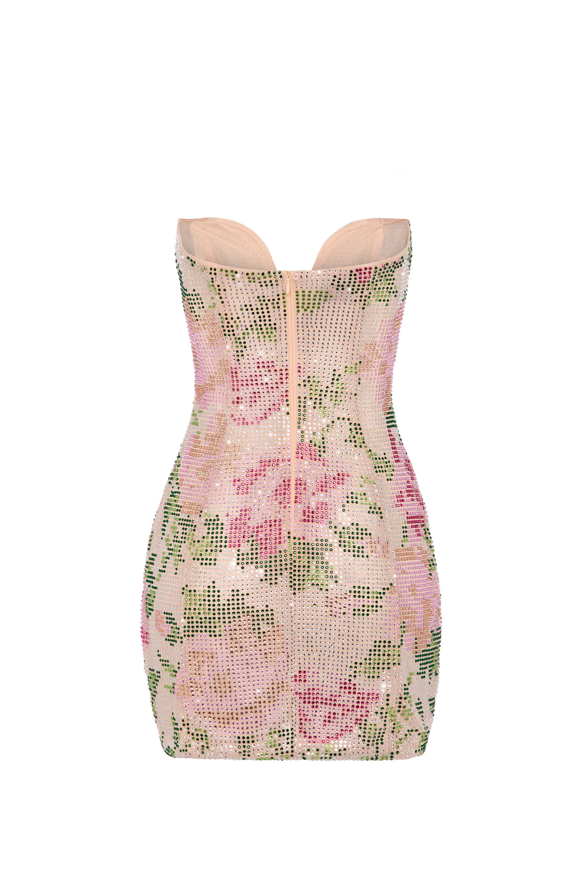 Embellished Sweetheart-Neck A-Line Mini Dress in Rose Hotfix sold by Oh Polly product image thumbnail 2